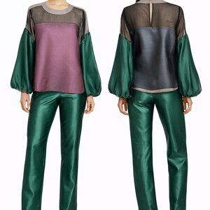 Giorgio Armani pink green metallic top size 46